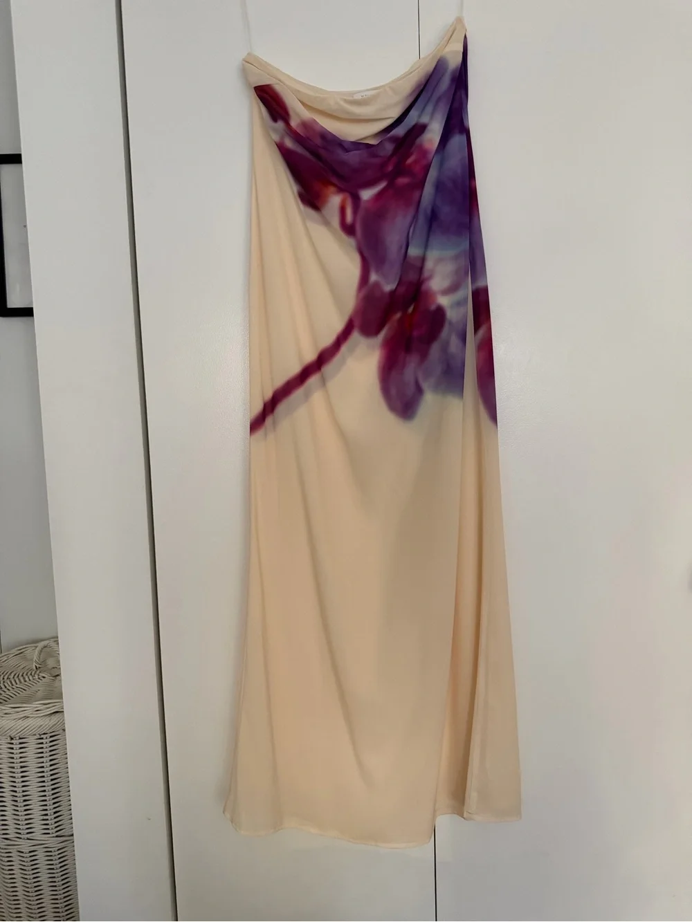 Meshki Cream Strapless Maxi Dress with Purple Floral Accent - Picture 2 of 3